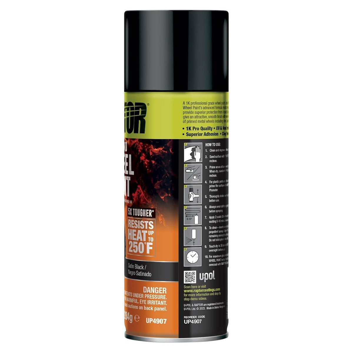 1K Wheel Paint, Wheel Rim Touch Up Spray Paint, Professional Grade, Easy-To-Use, Satin Black