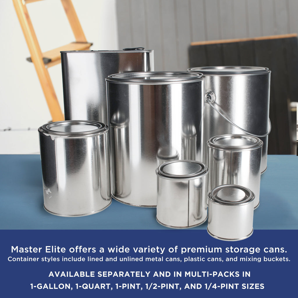 1 Gallon Unlined Empty Metal Paint Can Bucket with Lids, Bail Handles, Pack of 4 - Triple Tight Seal, 128 fl. oz. Steel Coating Storage Container Tin