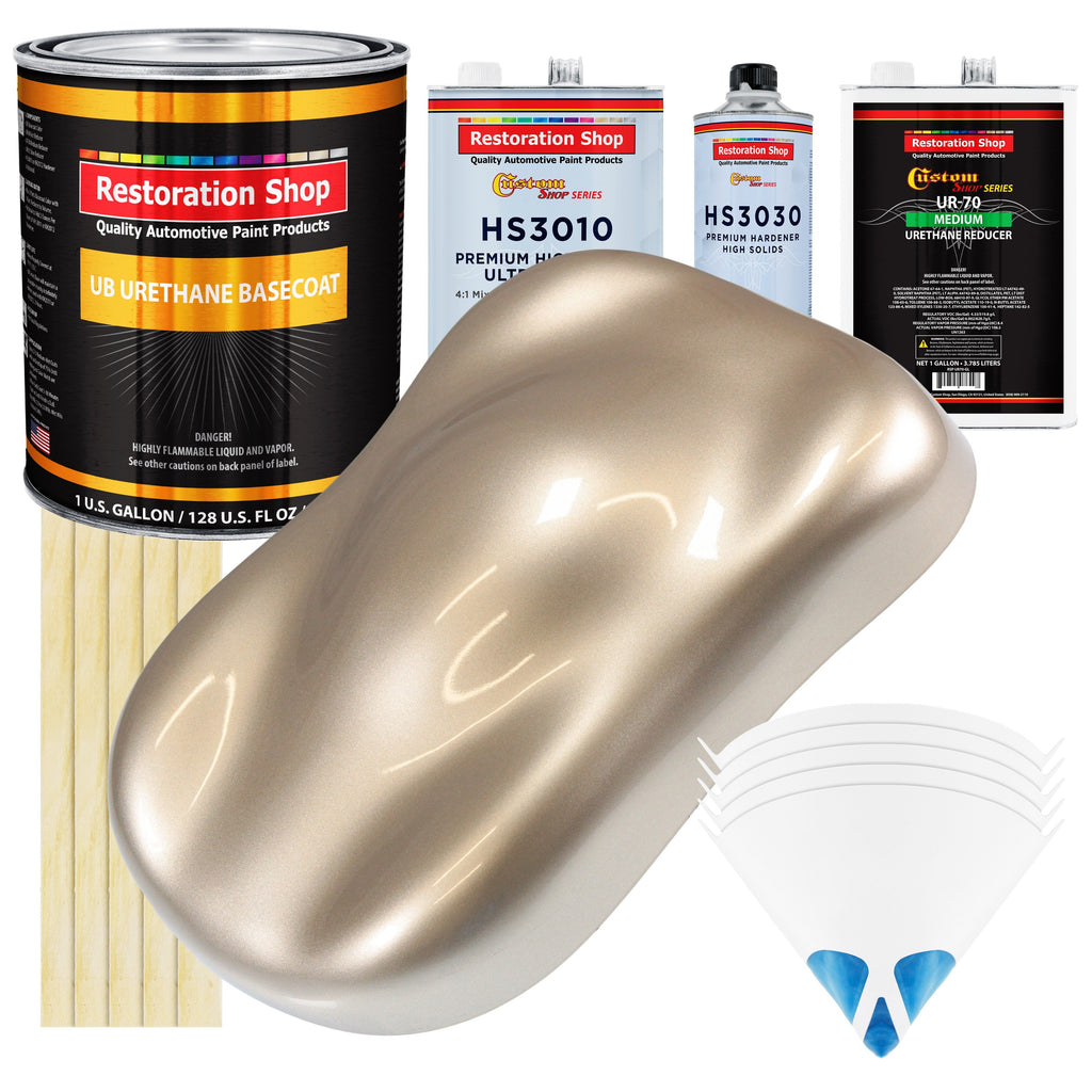 Cashmere Gold Metallic - Urethane Basecoat with Premium Clearcoat Auto Paint (Complete Medium Gallon Paint Kit) Professional Gloss Automotive Coating