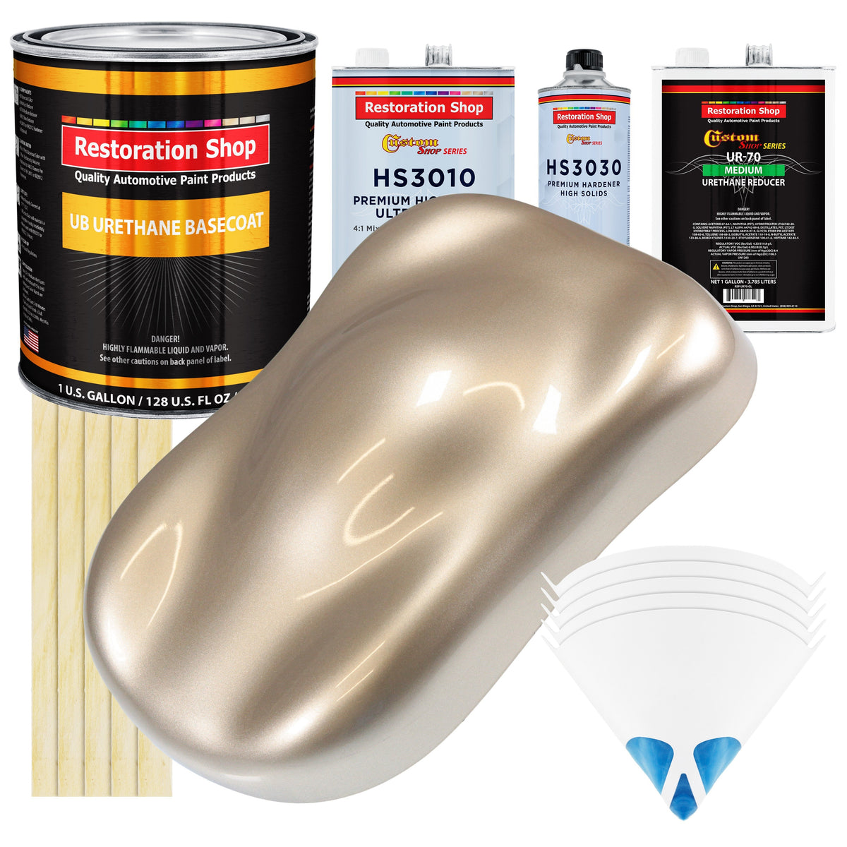 Cashmere Gold Metallic - Urethane Basecoat with Premium Clearcoat Auto Paint (Complete Medium Gallon Paint Kit) Professional Gloss Automotive Coating