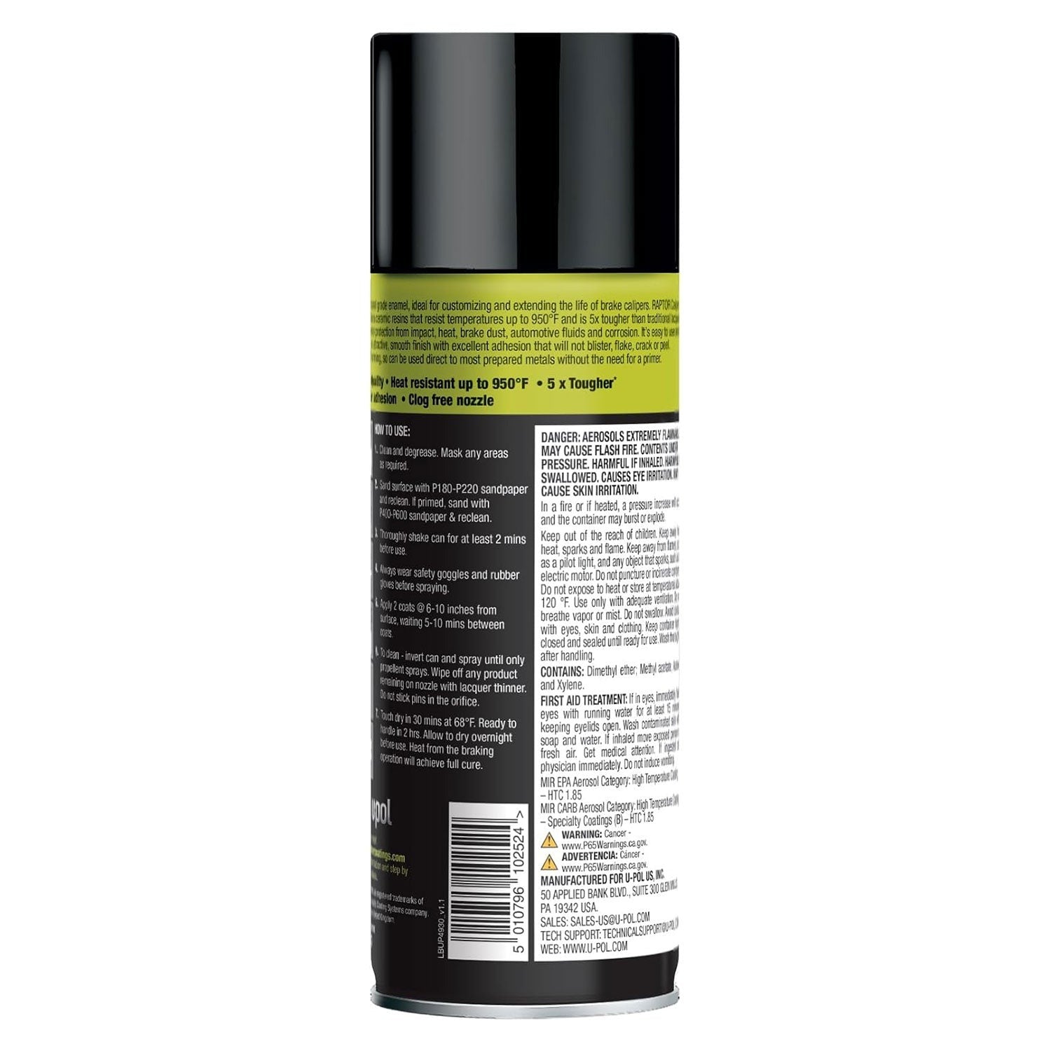 Caliper Enamel, Automotive Spray Paint, Heat Resistant, Protect Brake Calipers, Easy-To-Use, Satin Black