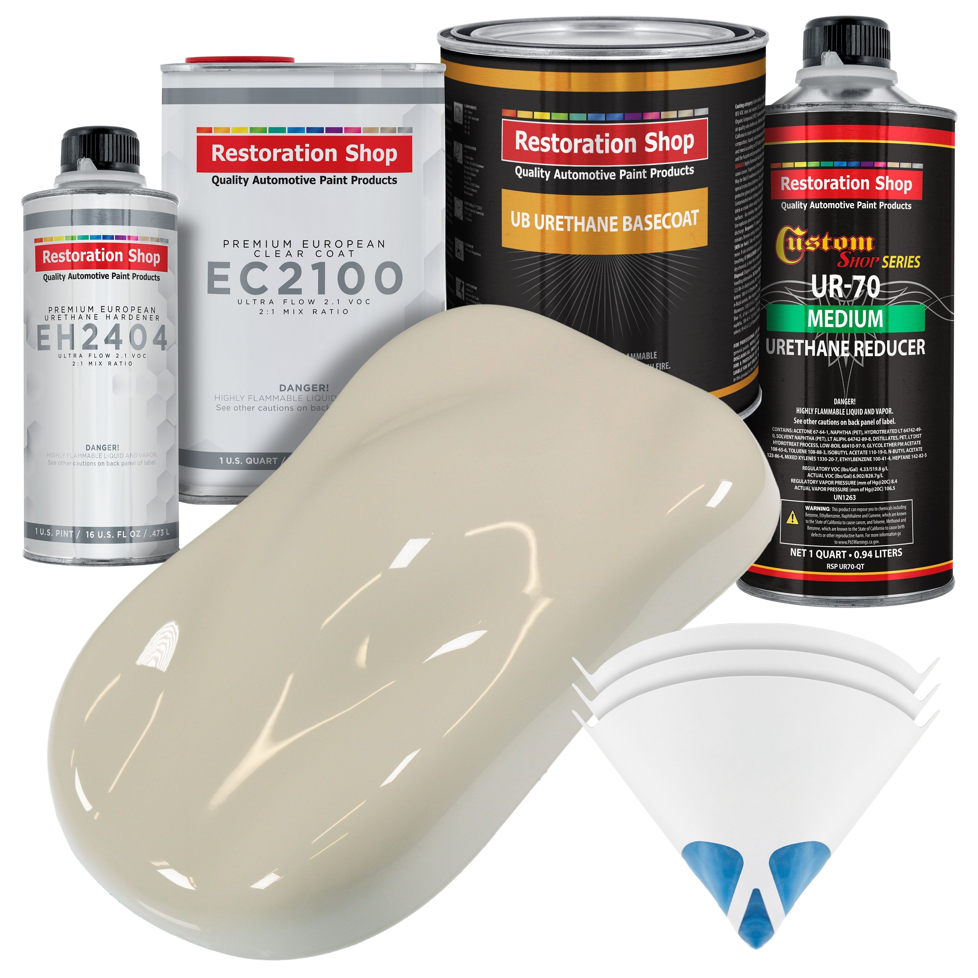 Olympic White Urethane Basecoat with European Clearcoat Auto Paint - Complete Quart Paint Color Kit - Automotive Refinish Coating