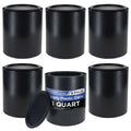 1 Quart Empty Plastic Paint Can Bucket, Pack of 6 - Triple Lock Airtight Lid Seal, 32 fl. oz. All-Plastic Coating Storage Can Pail Handle