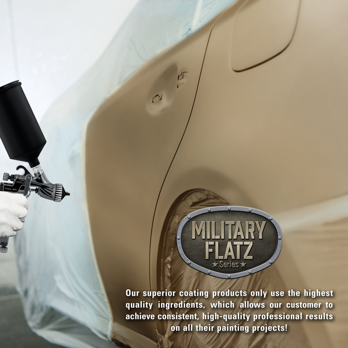 Military Flatz 595-33303 Khaki - 2K Urethane Flat Automotive Paint - 2K Aerosol