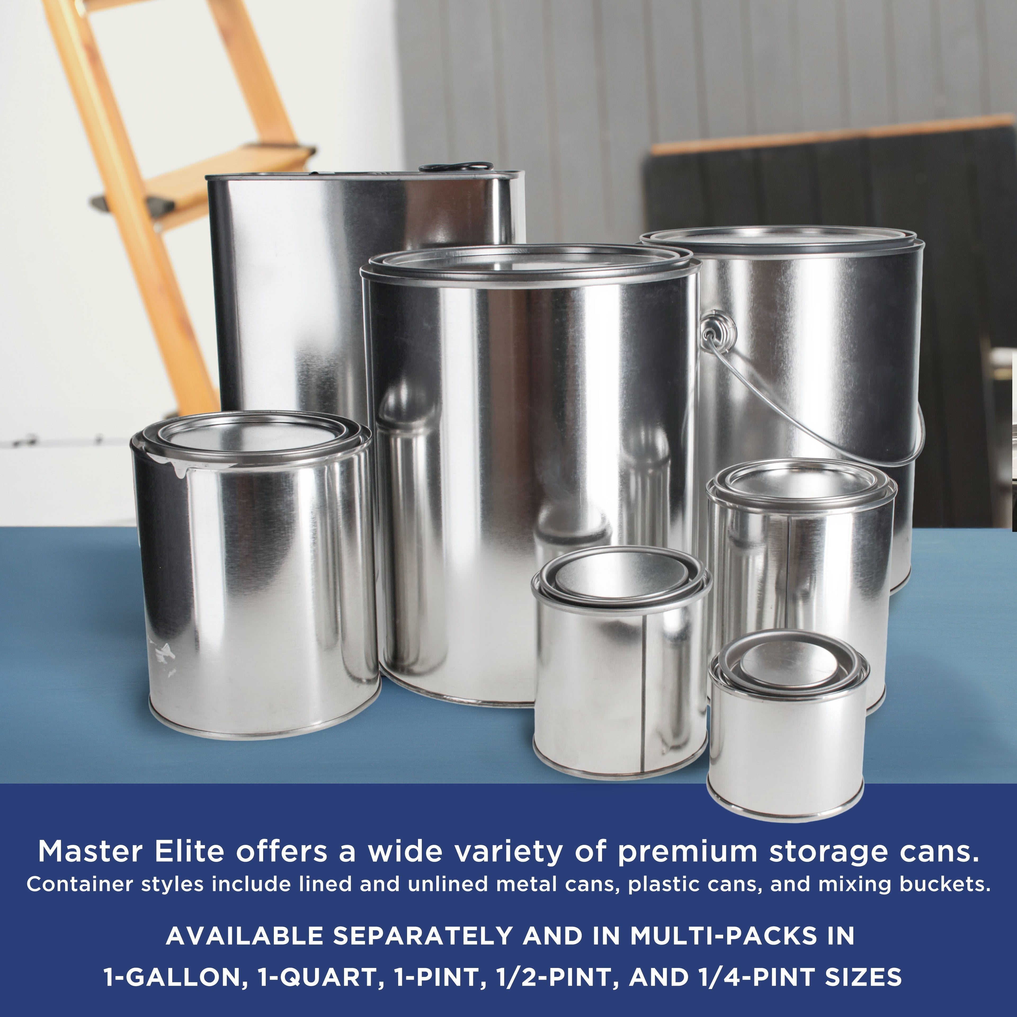 1 Gallon Unlined Empty Metal Paint Can Bucket with Lids, Pack of 8 - Triple Tight Lid Seal, 128 fl. oz. Steel Coating Storage Container Tin