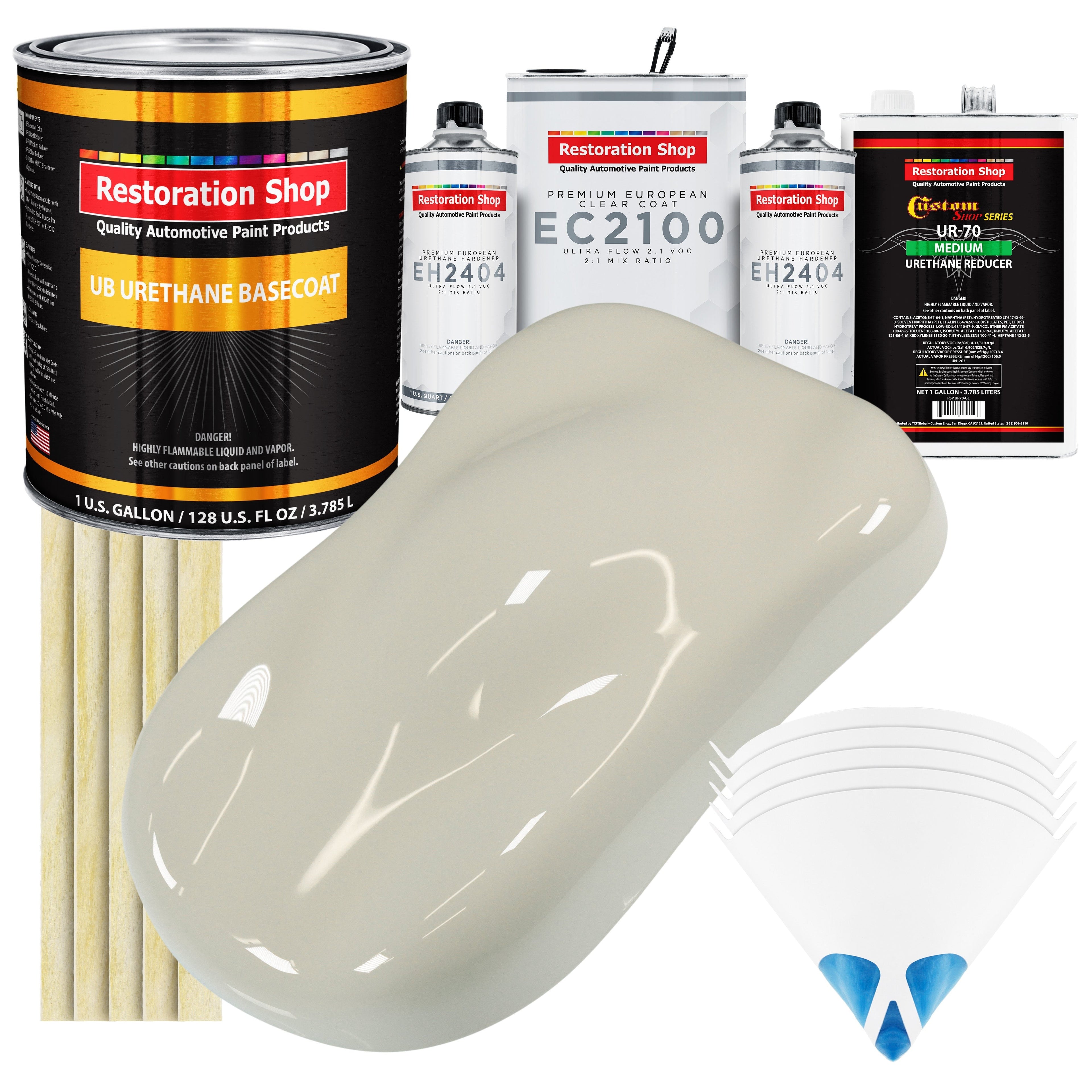 Spinnaker White Urethane Basecoat with European Clearcoat Auto Paint - Complete Gallon Paint Color Kit - Automotive Refinish Coating