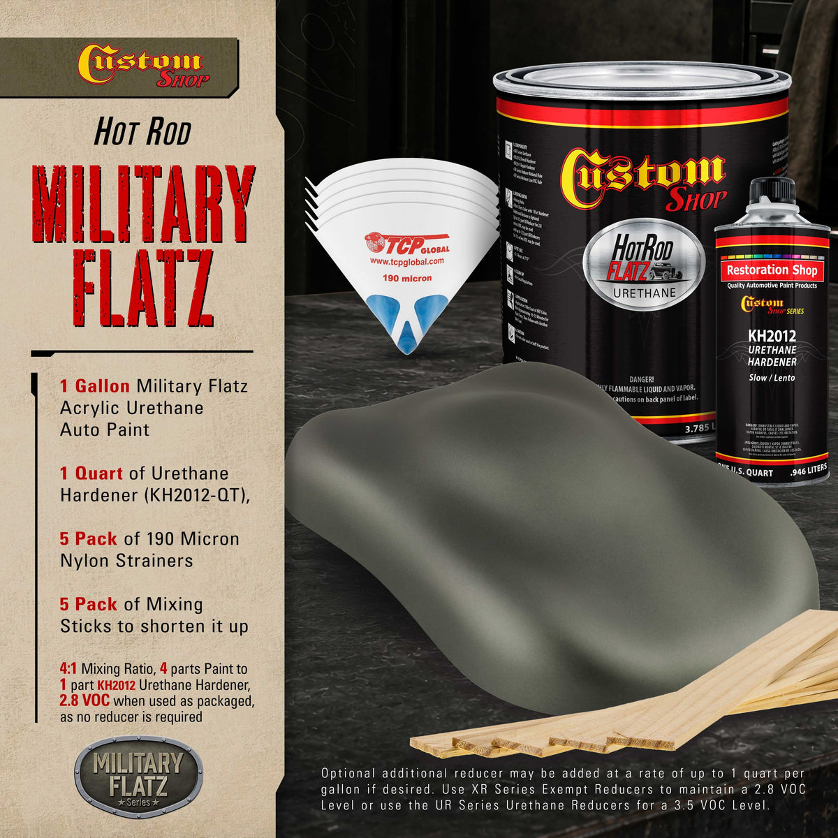 Military Flatz 595-34052 USMC Dark Olive - 2K Urethane Flat Automotive Paint - Gallon Kit