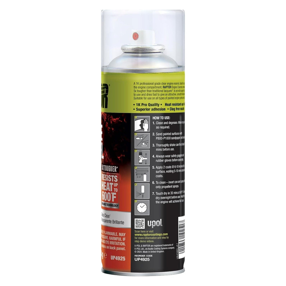 Engine Enamel, Automotive Spray Paint, Heat Resistant, Professional Grade, Easy-To-Use, Gloss Clear