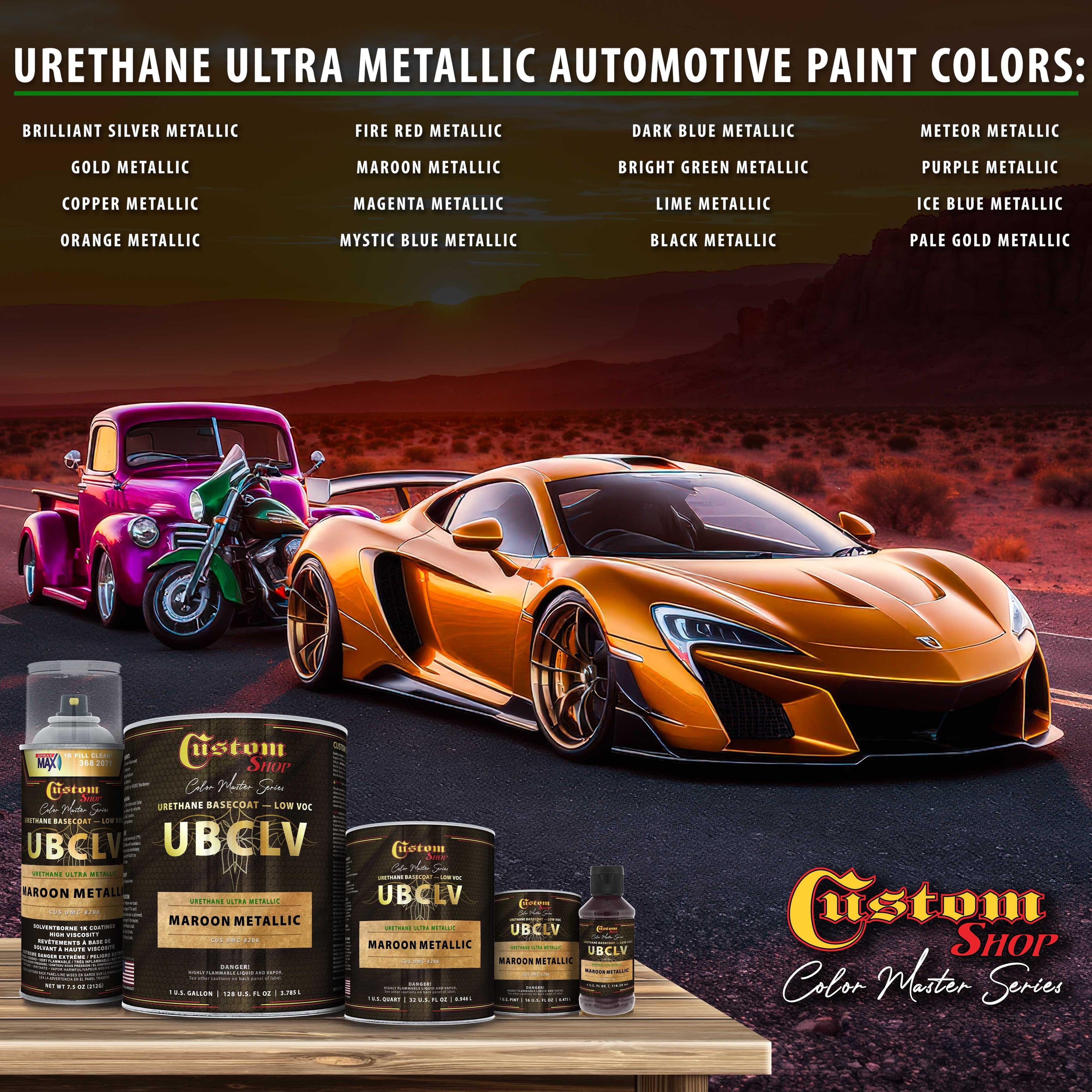 UMC Urethane Ultra Metallic Colors - Maroon Metallic - 4-Ounce Ready to Spray Bottle