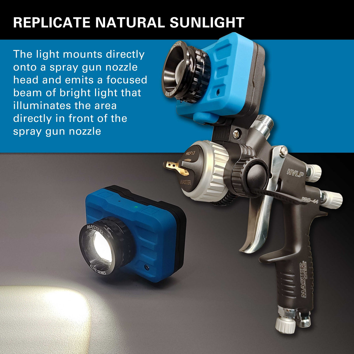 Rechargeable Spray Gun Mount Color Match Light, 500 Lumen LED, CRI 95+ - Replicates Natural Sunlight, Illuminates Paint Surface