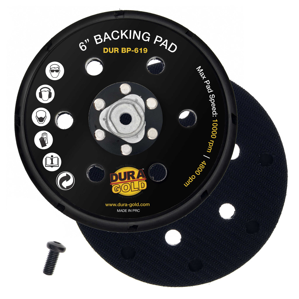 6" Bolt-On Hook & Loop DA Polisher Sander Backing Plate Pad - Replacement Pad, Fits P9519 & EP-503 Dual-Action Polisher Sanders