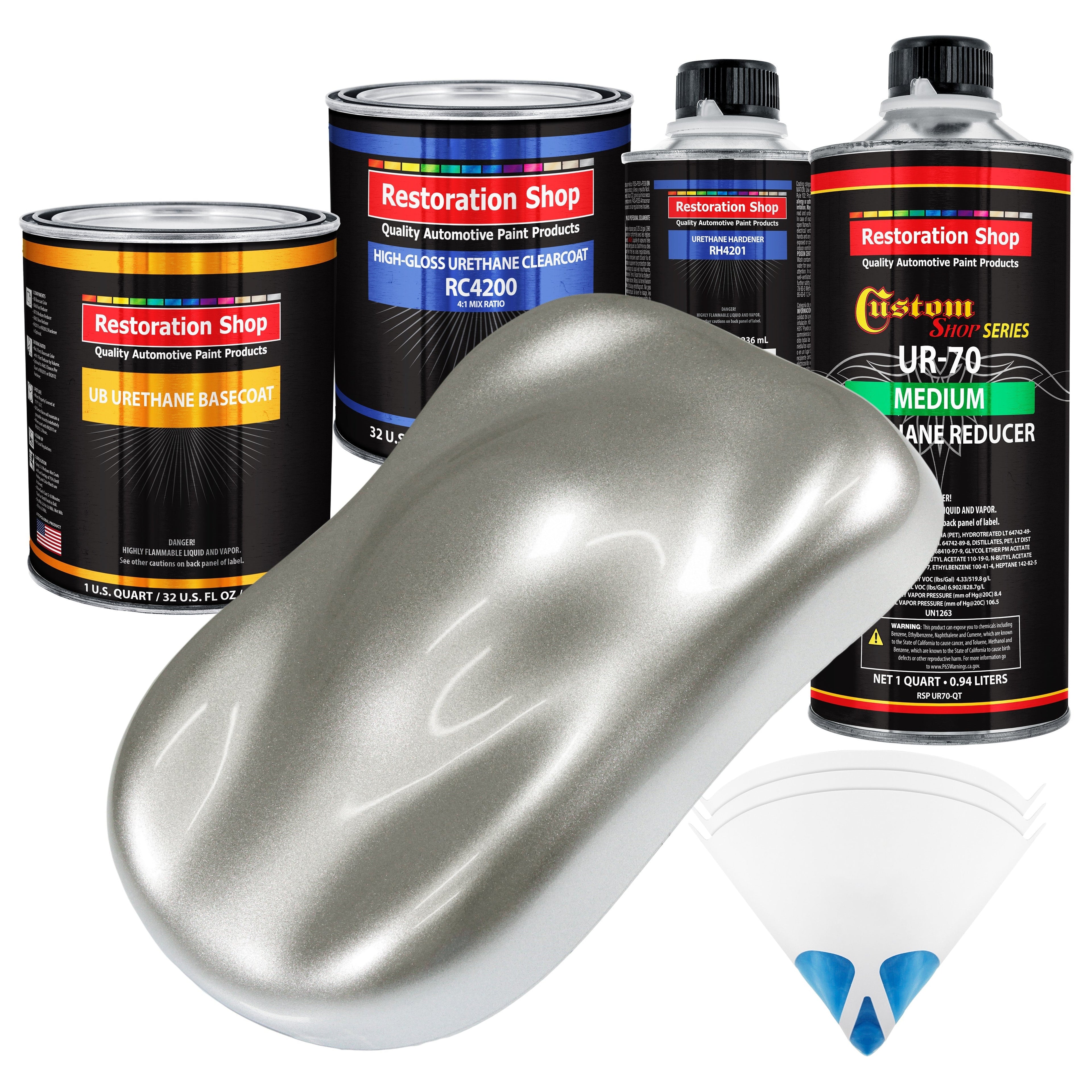 Brilliant Silver Firemist - Urethane Basecoat with Clearcoat Auto Paint - Complete Medium Quart Paint Kit - Professional Automotive Car Truck Coating