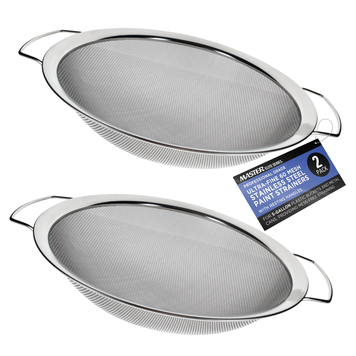 Stainless Steel Paint Strainer, 2 Pack - Fits Over 5 Gallon Paint Bucket Cans, Strains Filters Removes Debris, Particles, Impurities From Coating