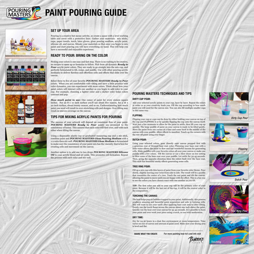 36 Color Metallic Ready to Pour Acrylic Pouring Paint Set, 2oz Bottles, Acrylic Paint Pour Supplies - Silicone Oil & Gloss Medium, Premium Pre-Mixed High Flow 8-Ounce Bottles