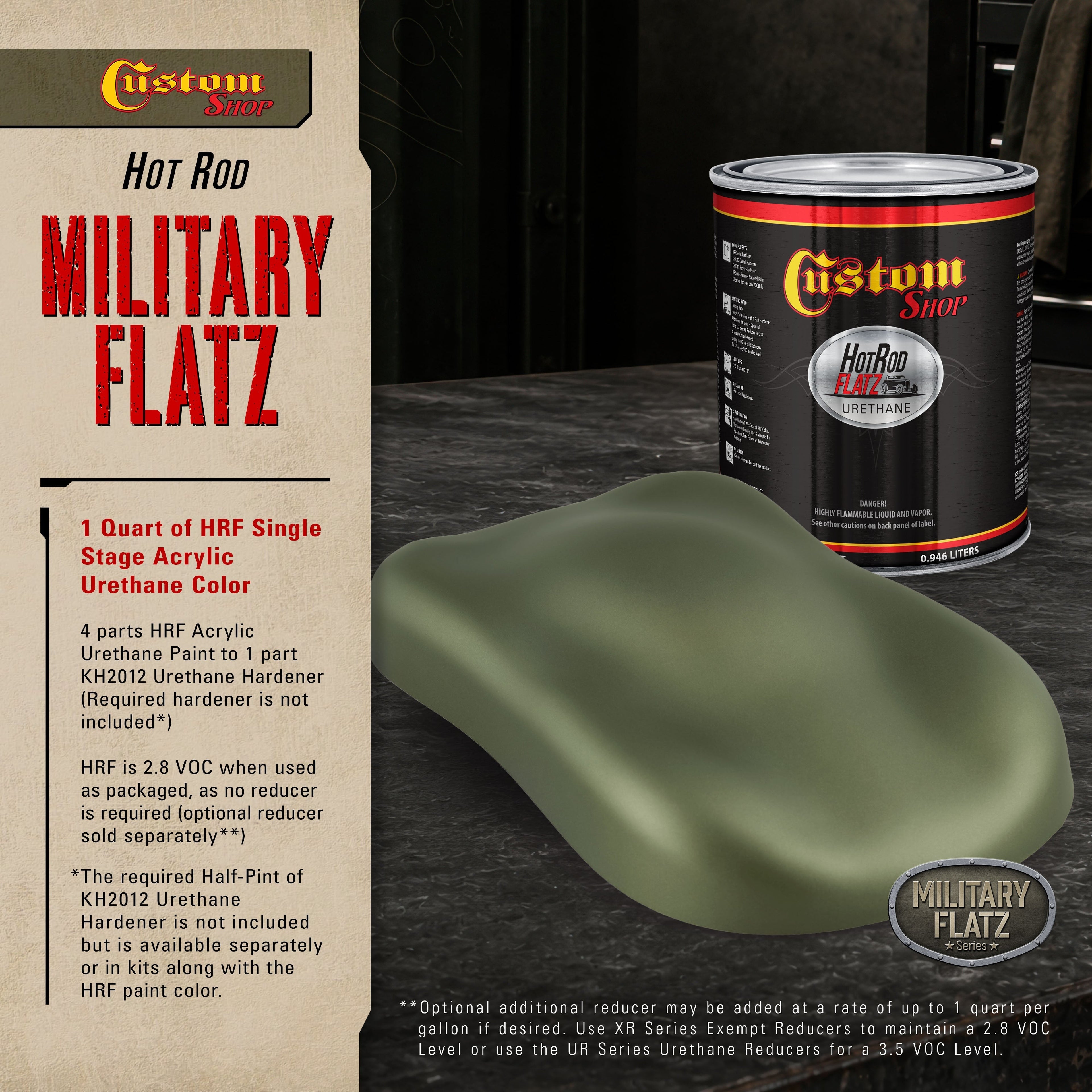Military Flatz 595-34094 Olive Drab - 2K Urethane Flat Automotive Paint - Quart