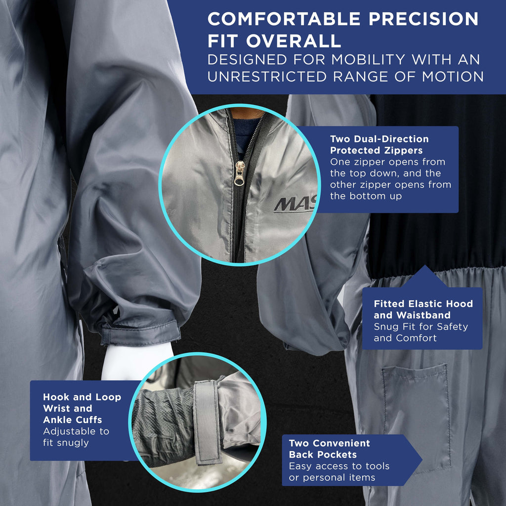 Reusable Anti-Static Automotive Paint Suit (XXL) - Breathable Protective Auto Spray Paint Coveralls with Hood & Mesh Back - Polyester