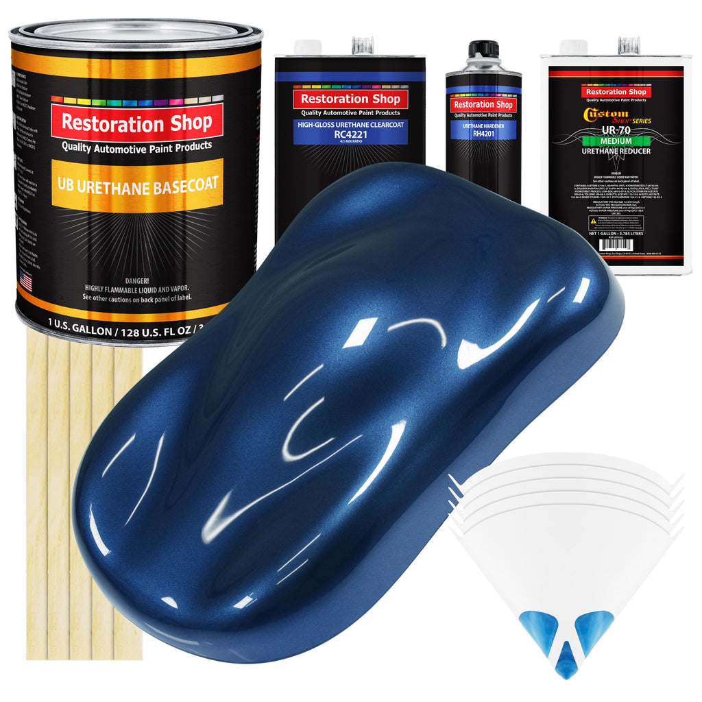 Sapphire Blue Metallic - Urethane Basecoat with Clearcoat Auto Paint - Complete Medium Gallon Paint Kit - Professional Automotive Car Truck Coating