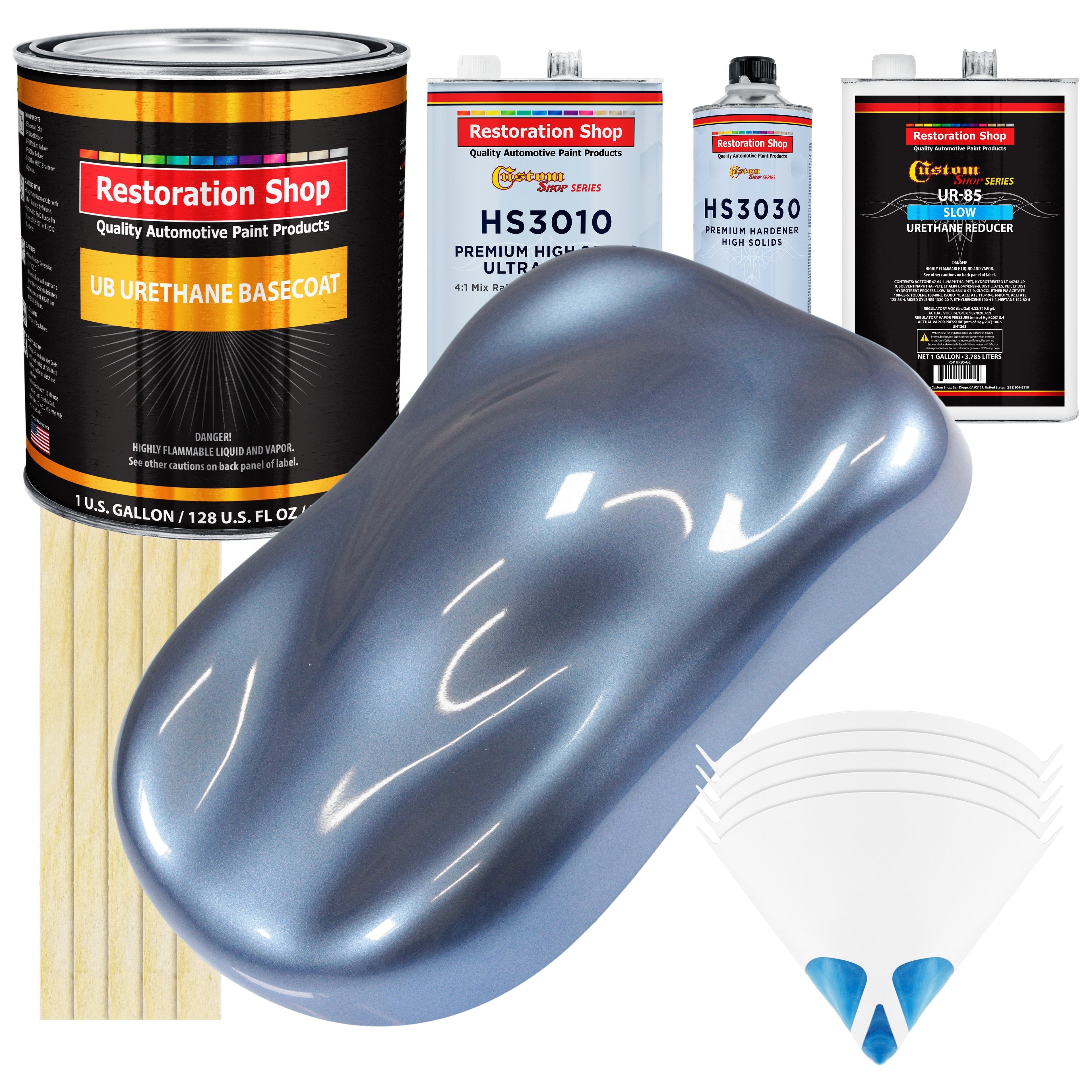 Sonic Blue Metallic - Urethane Basecoat with Premium Clearcoat Auto Paint (Complete Slow Gallon Paint Kit) Professional High Gloss Automotive Coating