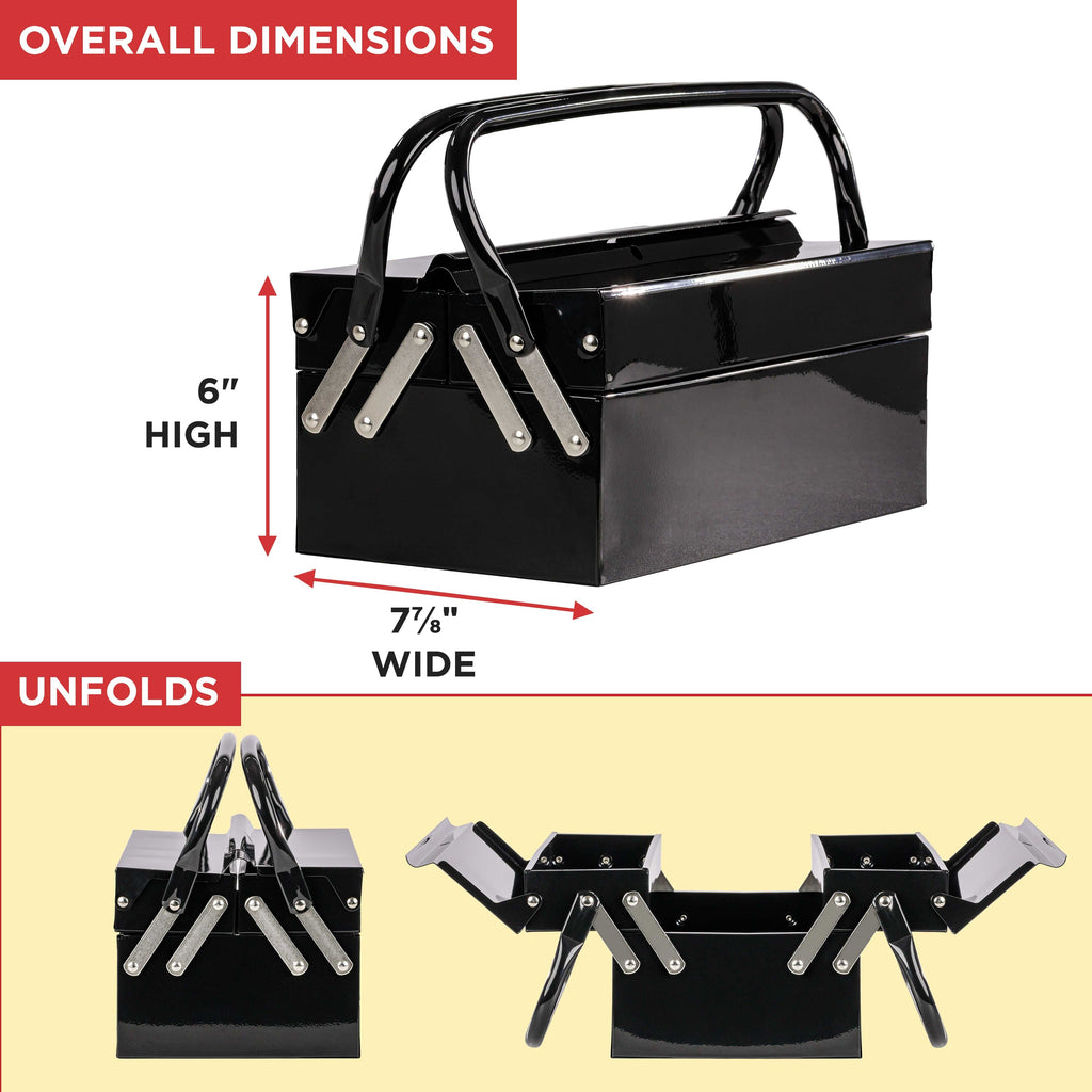 Metal Folding Storage Box - Toolbox, Storing Auto & Household Tools, Auto Body Tools, Pinstriping Supplies, Tackle, Organizer Compartments