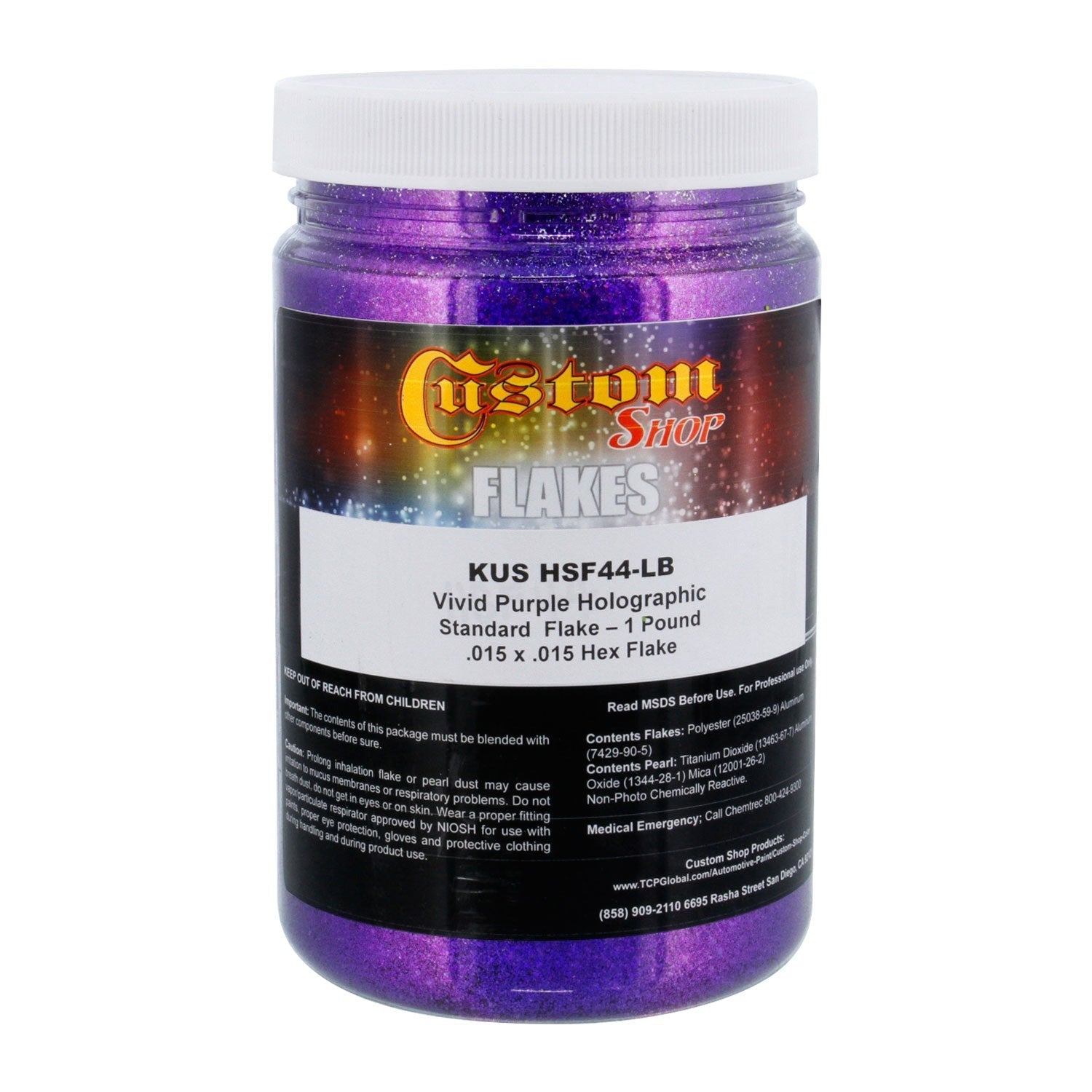 Vivid Purple - Holographic Standard Flake (HMSF) .015 x .015 Hex, 1 lb. Package