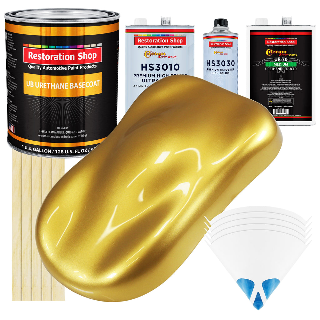 Anniversary Gold Metallic - Urethane Basecoat with Premium Clearcoat Auto Paint - Complete Medium Gallon Paint Kit - Professional Automotive Coating