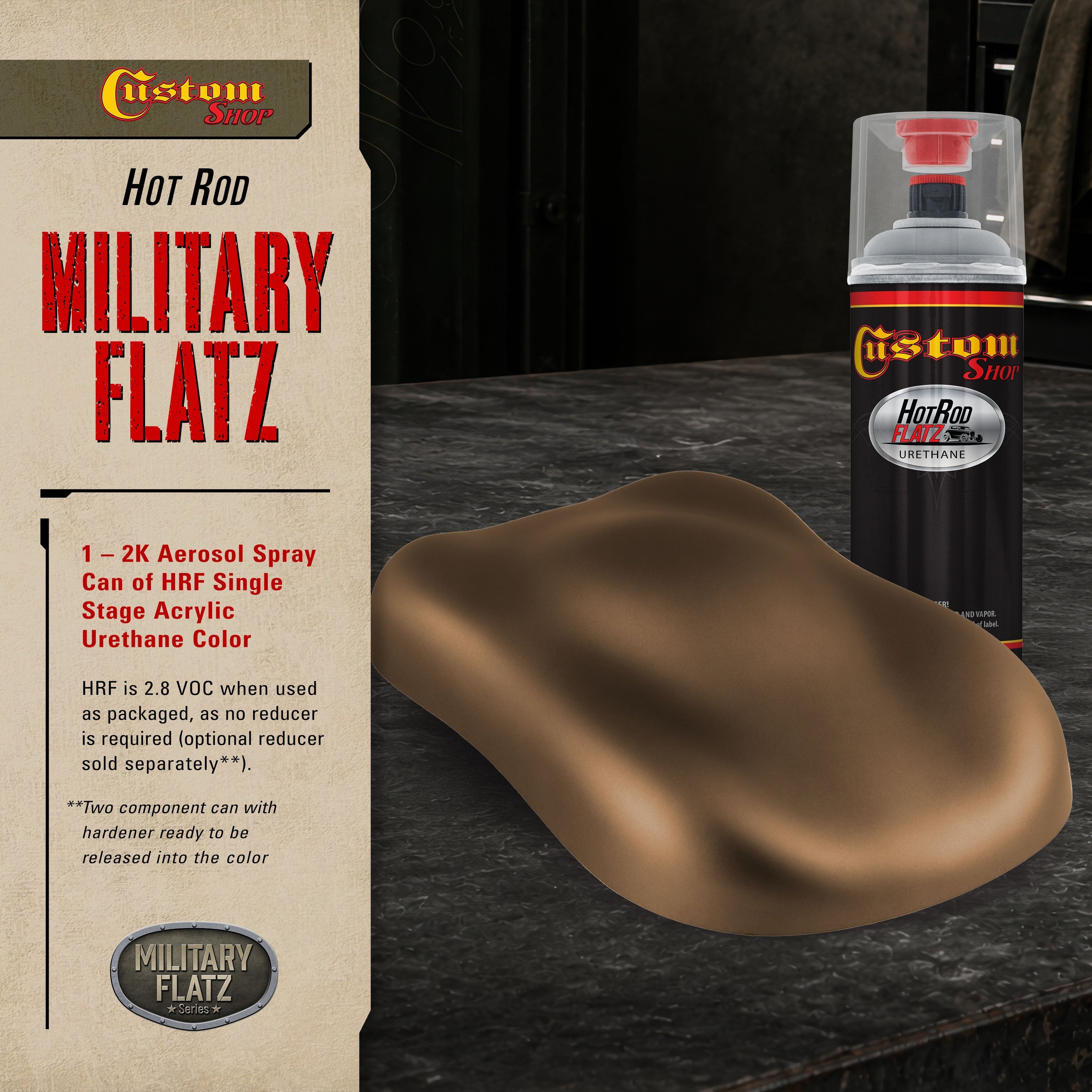 Military Flatz 595-33105 Field Drab - 2K Urethane Flat Automotive Paint -2K Aerosol