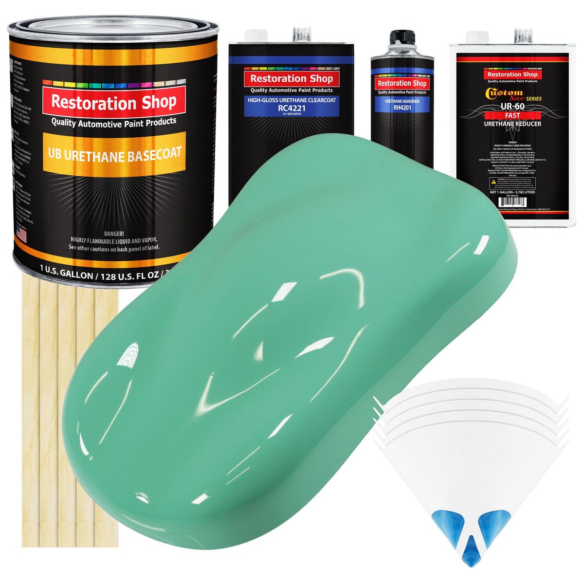 Light Aqua - Urethane Basecoat with Clearcoat Auto Paint - Complete Fast Gallon Paint Kit - Professional High Gloss Automotive, Car, Truck Coating