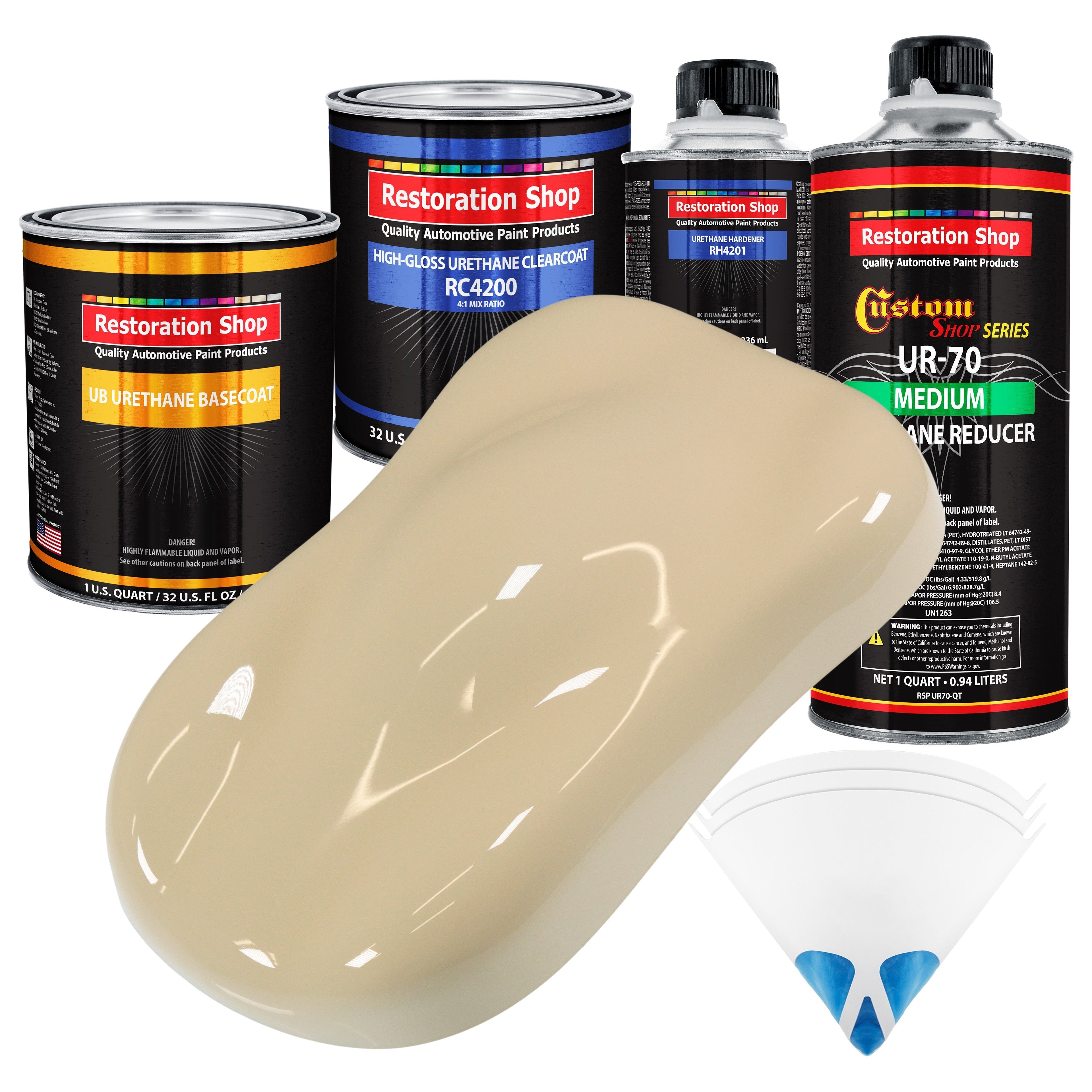 Ivory - Urethane Basecoat with Clearcoat Auto Paint - Complete Medium Quart Paint Kit - Professional High Gloss Automotive, Car, Truck Coating