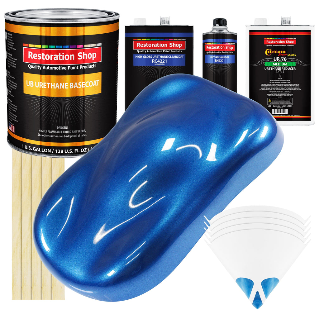 Burn Out Blue Metallic - Urethane Basecoat with Clearcoat Auto Paint - Complete Medium Gallon Paint Kit - Professional Automotive Car Truck Coating