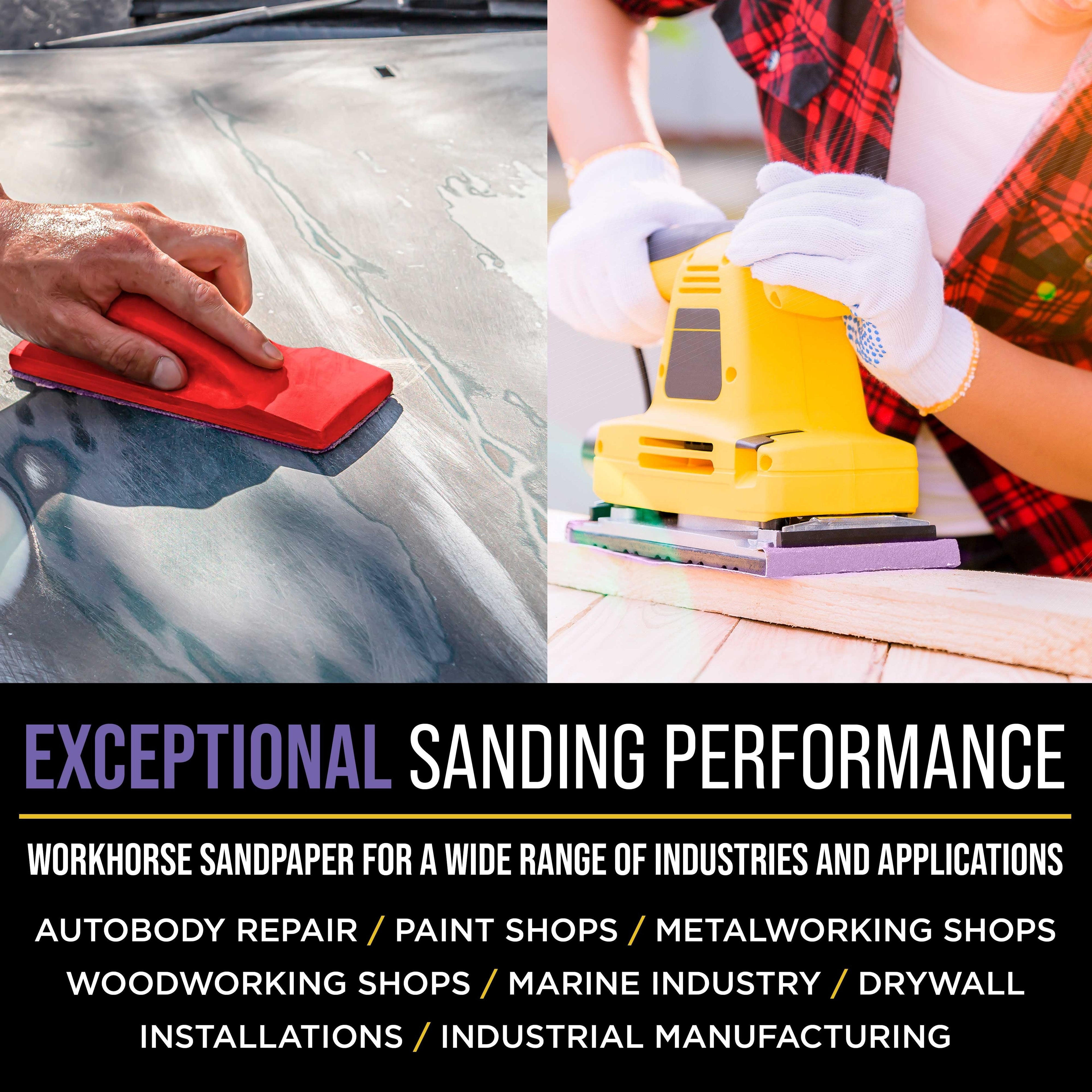 Premium 120 Grit PSA Purple Film Ceramic Longboard Sandpaper, 2-3/4" Wide Continuous 20 Yard Roll - Self Adhesive Stickyback for Auto & Wood Air File Long Board Sanders, Hand Sanding Blocks