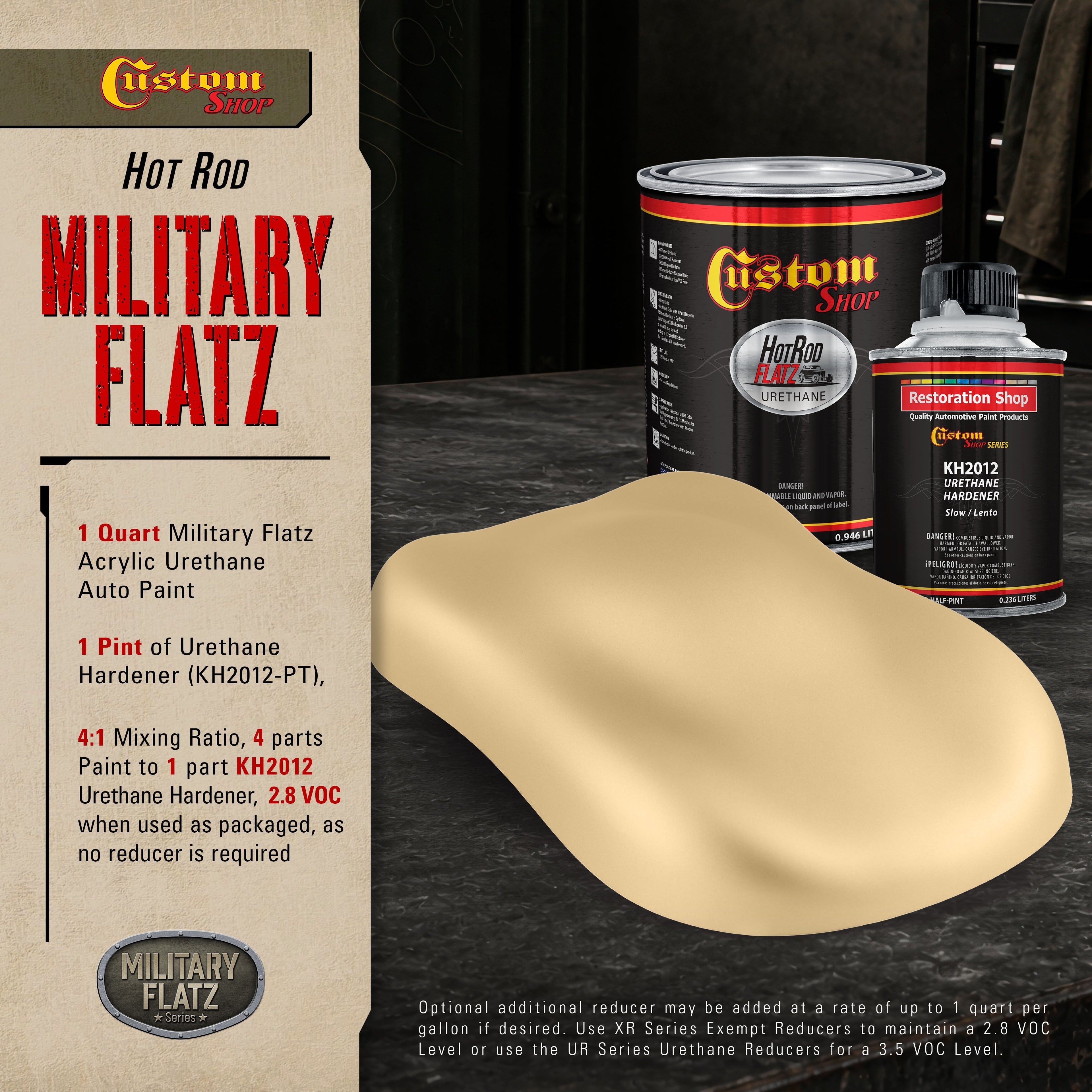 Military Flatz 595-33446 Desert Tan - 2K Urethane Flat Automotive Paint - Quart Kit