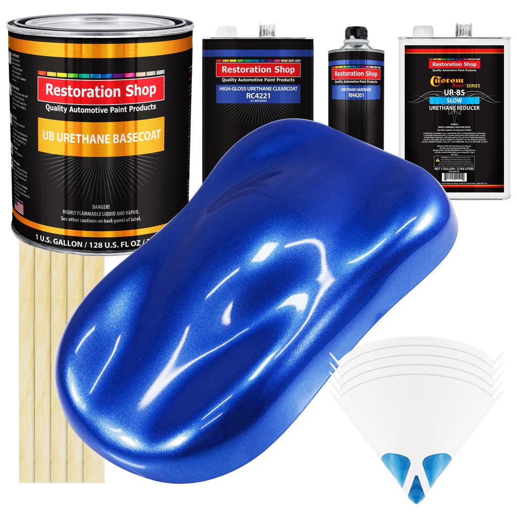 Cobalt Blue Firemist - Urethane Basecoat with Clearcoat Auto Paint - Complete Slow Gallon Paint Kit - Professional Gloss Automotive Car Truck Coating
