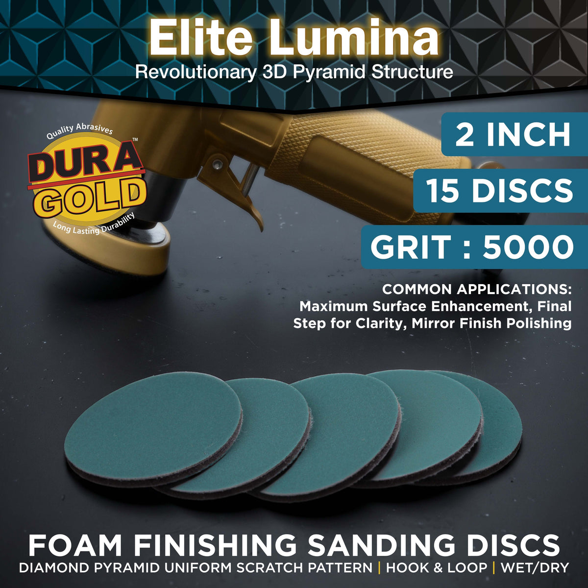 Elite Lumina 2” 5000 Grit Foam Finishing Sanding Discs, Box of 15