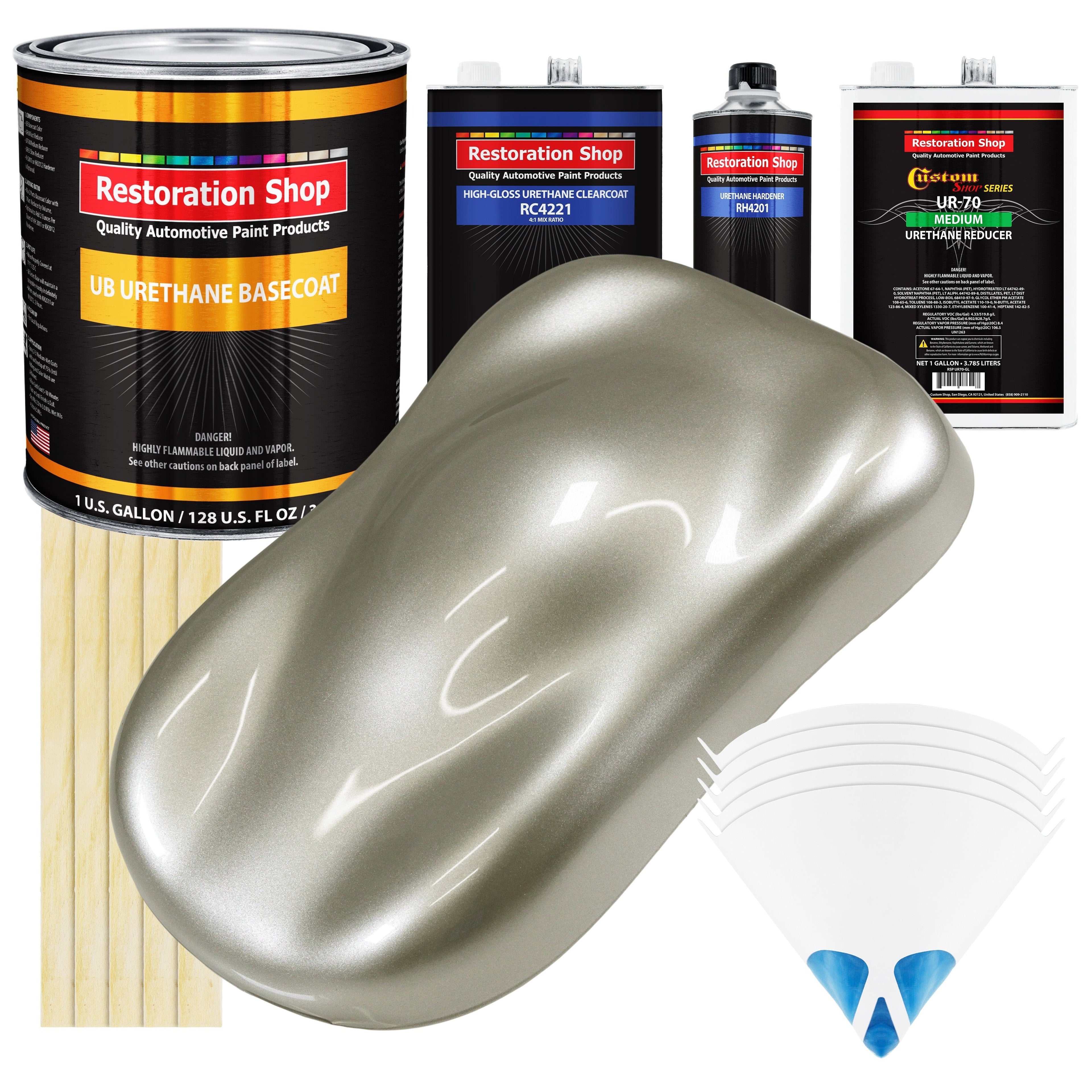 Galaxy Silver Metallic - Urethane Basecoat with Clearcoat Auto Paint - Complete Medium Gallon Paint Kit - Professional Automotive Car Truck Coating