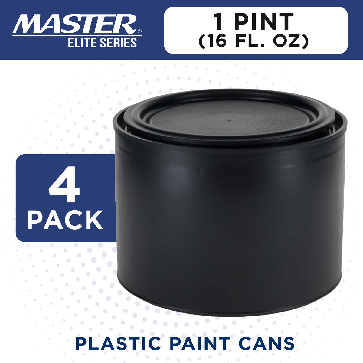 1 Pint Empty Plastic Paint Can Bucket, Pack of 4 - Triple Lock Airtight Lid Seal, 32 fl. oz. All-Plastic Coating Storage Can, Pail Handle