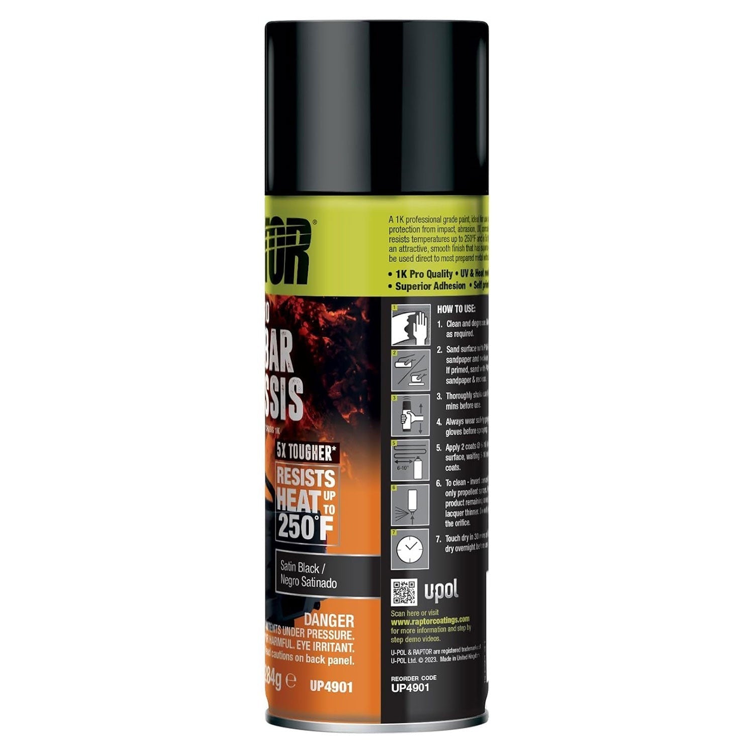 1K Roll Bar & Chassis, Automotive Spray Paint, Professional Grade, Durable Finish, Easy-To-Use, Satin Black