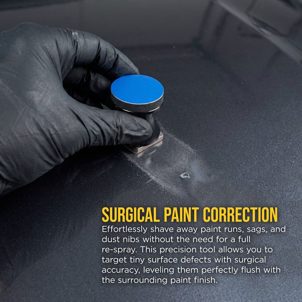 Tungsten Denibbing Blade File Tool with Magnetic Holder - 2-in-1 Double-Sided Carbide Steel Paint Nib & Run Remover for Automotive Detailing, Sanding - Remove Clearcoat Imperfections, Dust