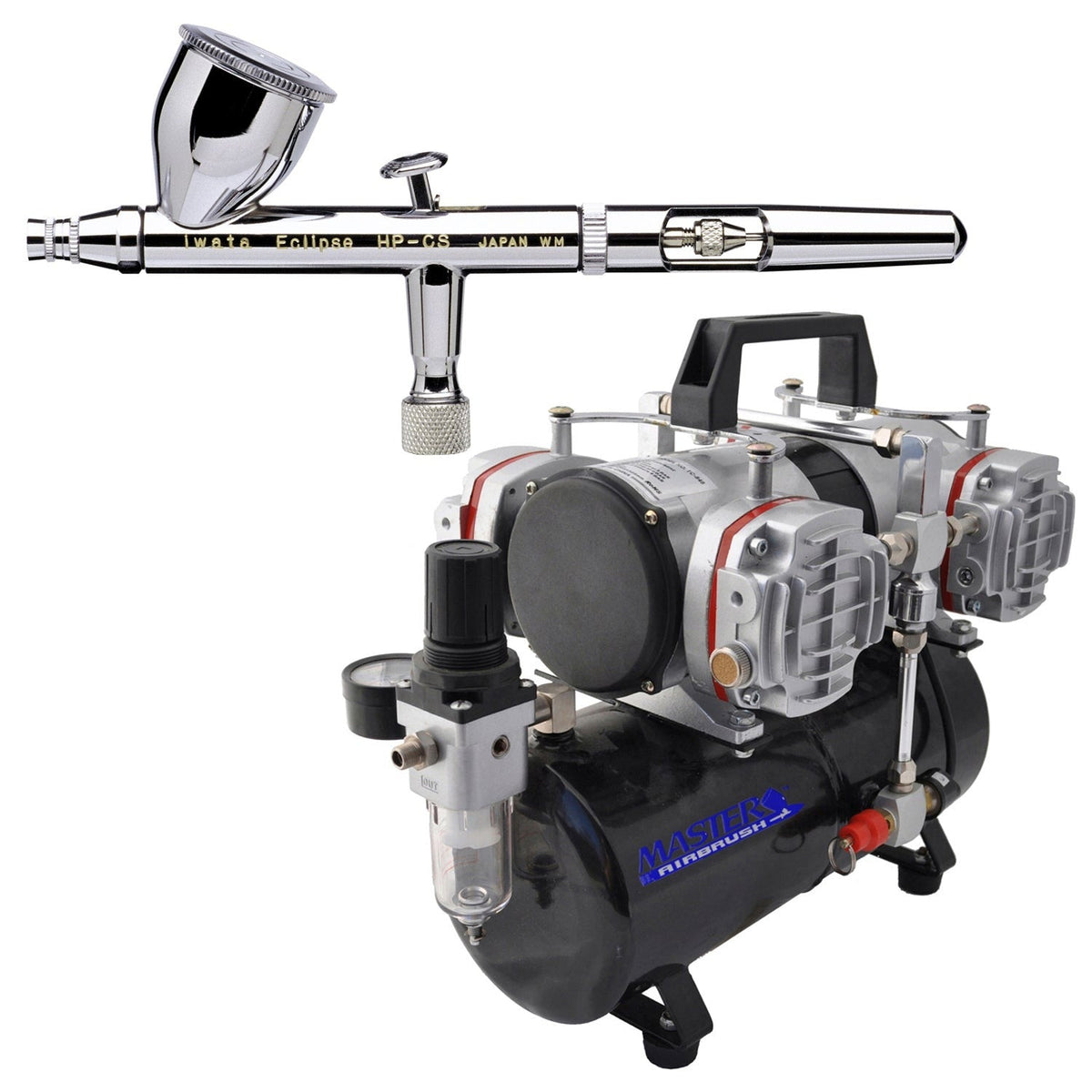 Eclipse HP-CS 4207 Dual-Action Airbrush Kit with High Performance 4 Cylinder Piston Airbrush Air Compressor with Air Storage