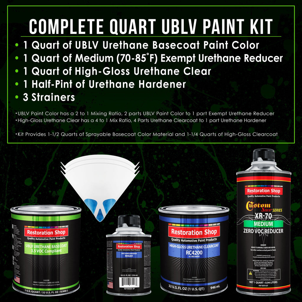 Driftwood Beige Metallic - LOW VOC Urethane Basecoat with Clearcoat Auto Paint (Complete Medium Quart Paint Kit) Professional Gloss Automotive Coating