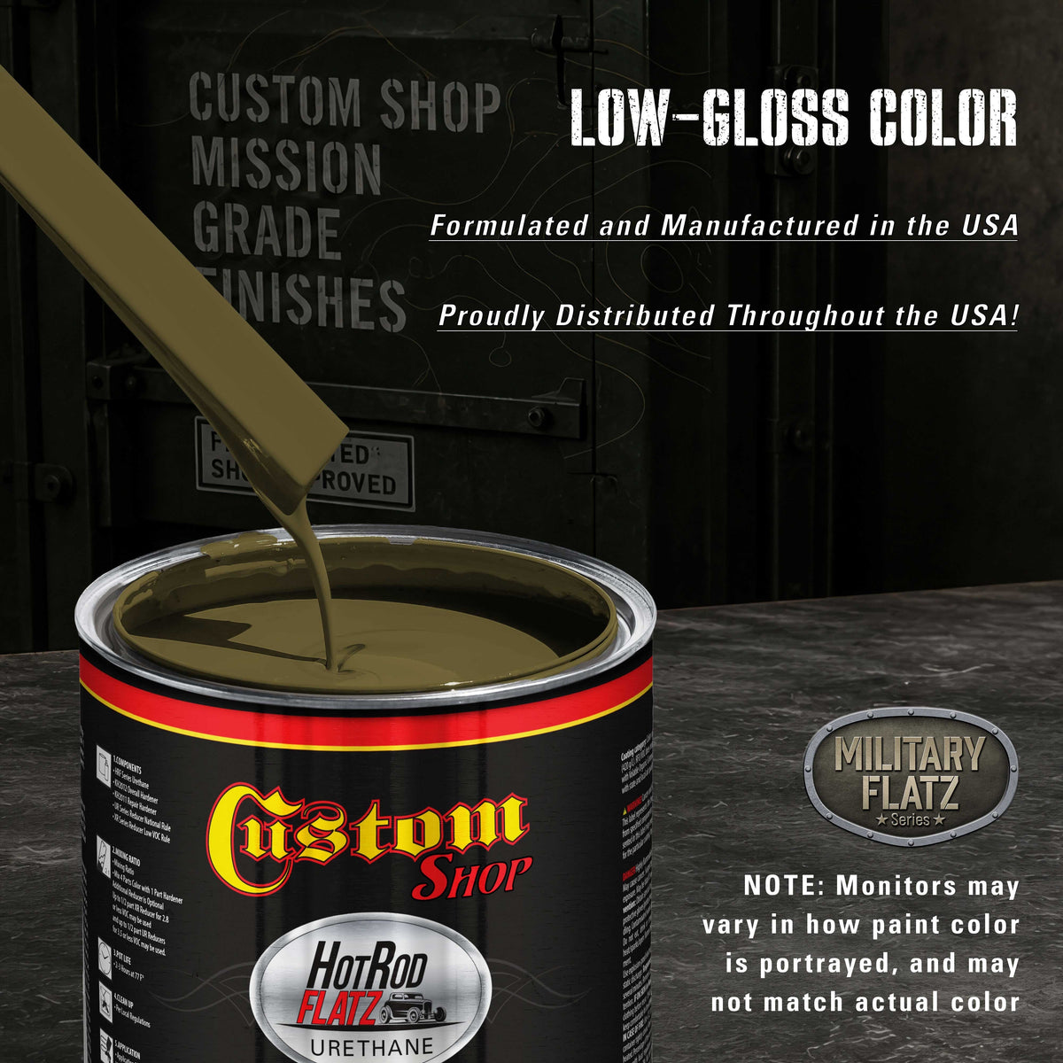 Military Flatz 595-34089 Olive Green - 2K Urethane Flat Automotive Paint - Quart Kit
