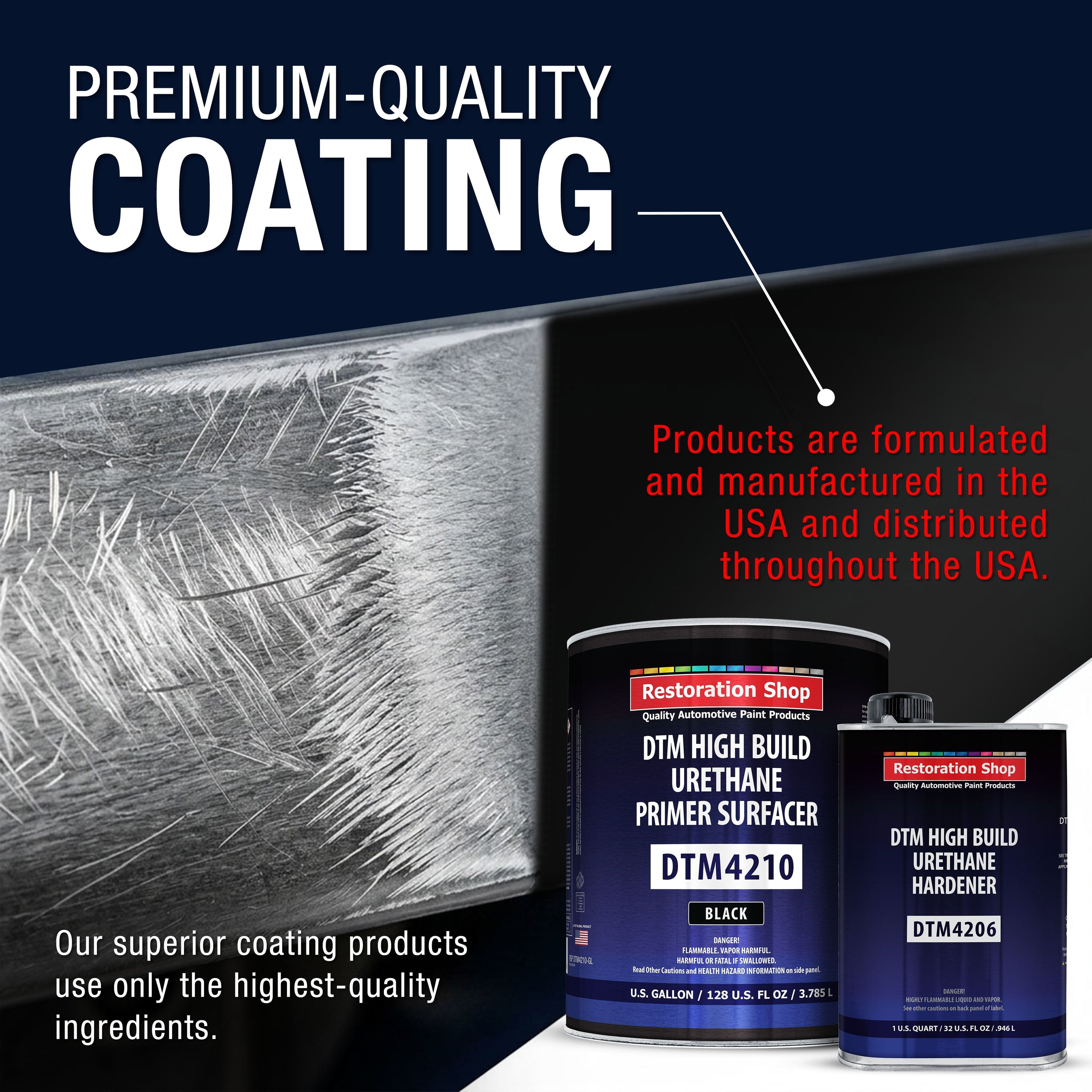 1.25 Gallon 2K High Build Primer Automotive Paint Kit - 1 Gal. Black Urethane Primer Surfacer, 1 Qt Hardener, 4:1 Mix Ratio