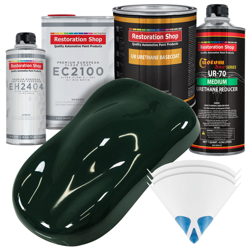 British Racing Green Urethane Basecoat with European Clearcoat Auto Paint - Complete Quart Paint Color Kit - Automotive Refinish Coating