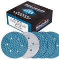 Premium 180 Grit 6" Rhombus Diamond Shape Blue Sanding Discs, 6-Hole, Box of 50 - Hook & Loop Anti-Clogging J-Cloth Dustless Sandpaper for Random Orbital Sanders