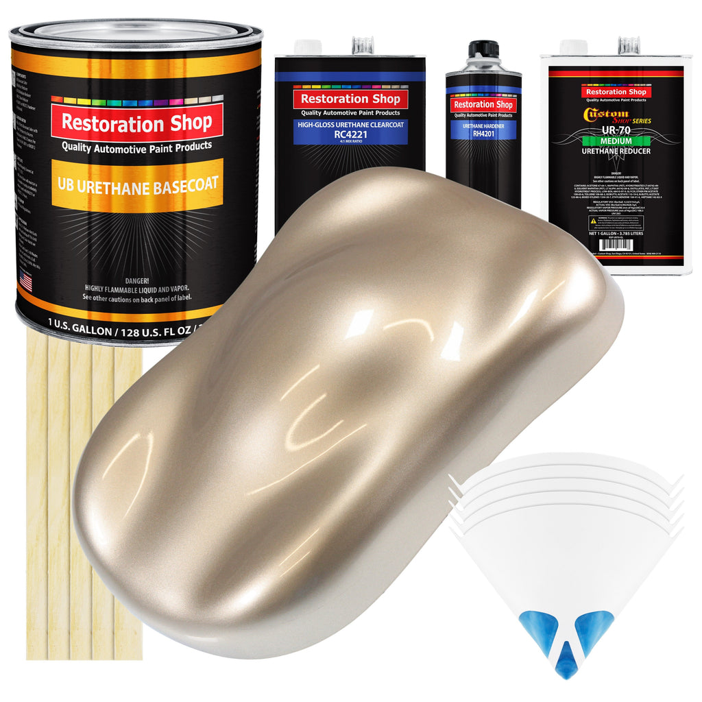 Cashmere Gold Metallic - Urethane Basecoat with Clearcoat Auto Paint - Complete Medium Gallon Paint Kit - Professional Automotive Car Truck Coating