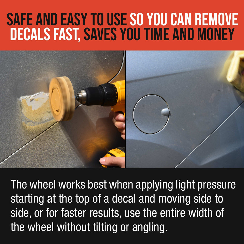 Rubber Eraser Wheel with Drill Adapter - 4â€? Knobby Slotted Edge Pad - Decal Remover Wheel - Sticker Remover Tool - Removes Adhesives on Car, Auto