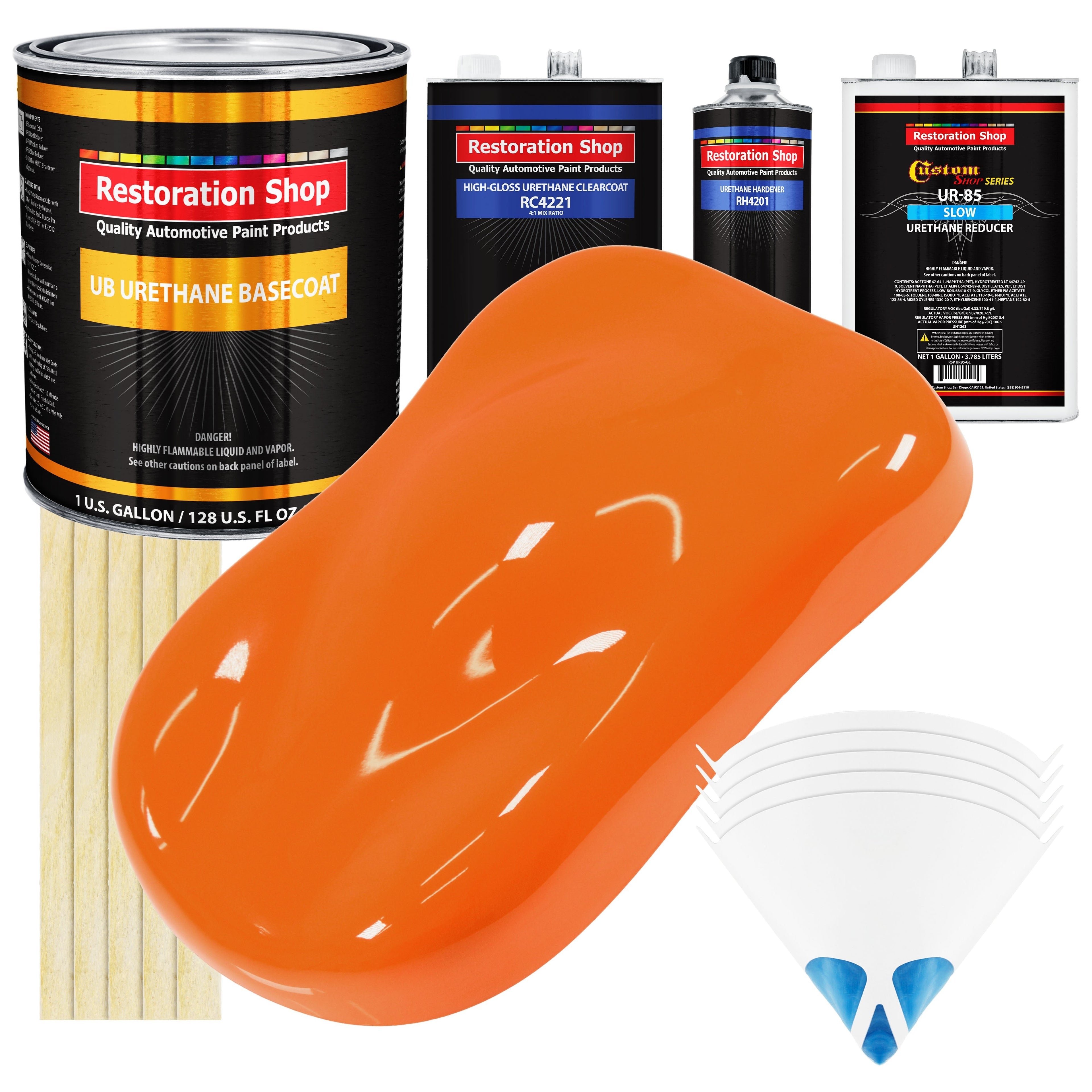 California Orange - Urethane Basecoat with Clearcoat Auto Paint - Complete Slow Gallon Paint Kit - Professional Gloss Automotive Car Truck Coating