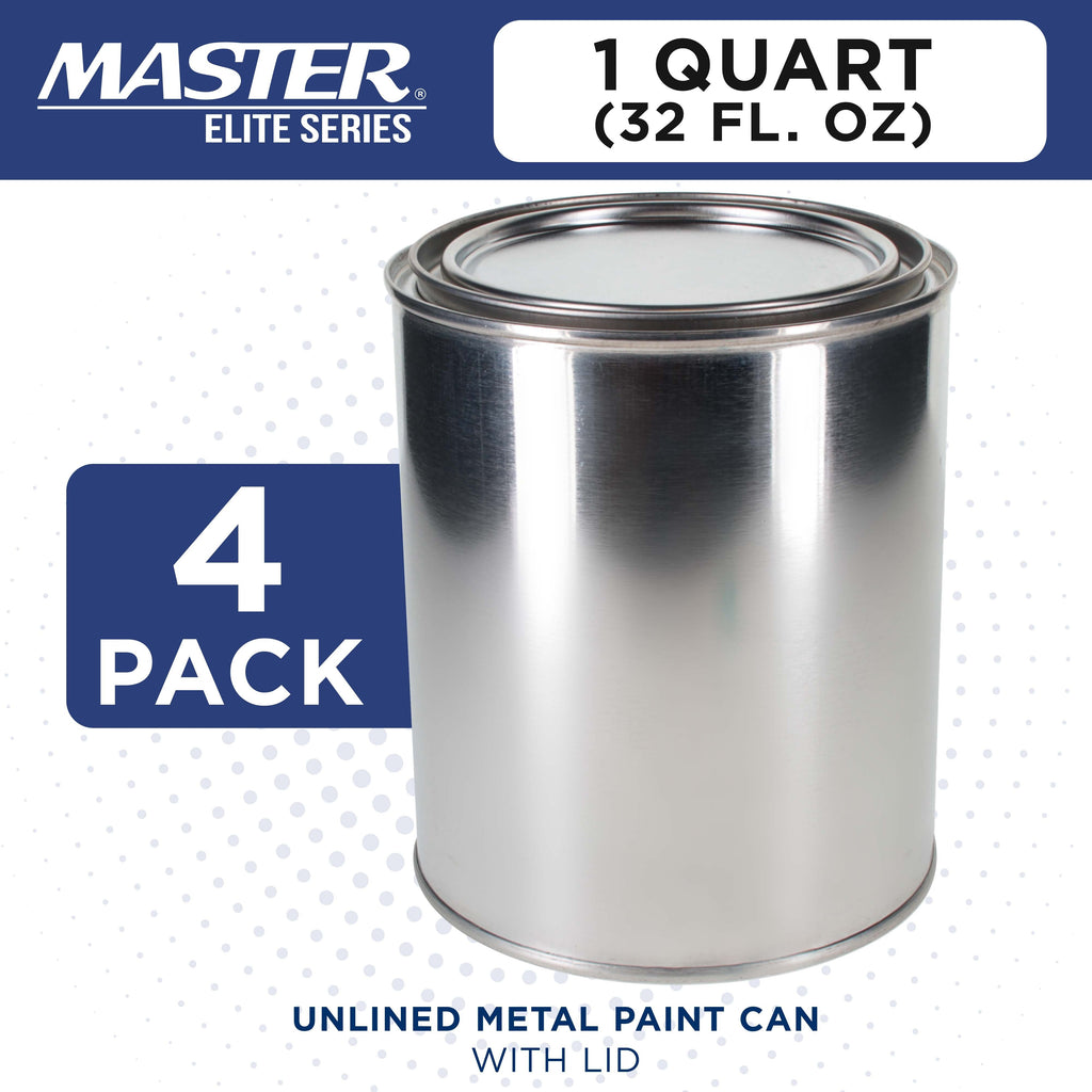 1 Quart Unlined Empty Metal Paint Can Bucket with Lids, Pack of 4 - Triple Tight Lid Seal, 32 fl. oz. Steel Coating Storage Container Tin