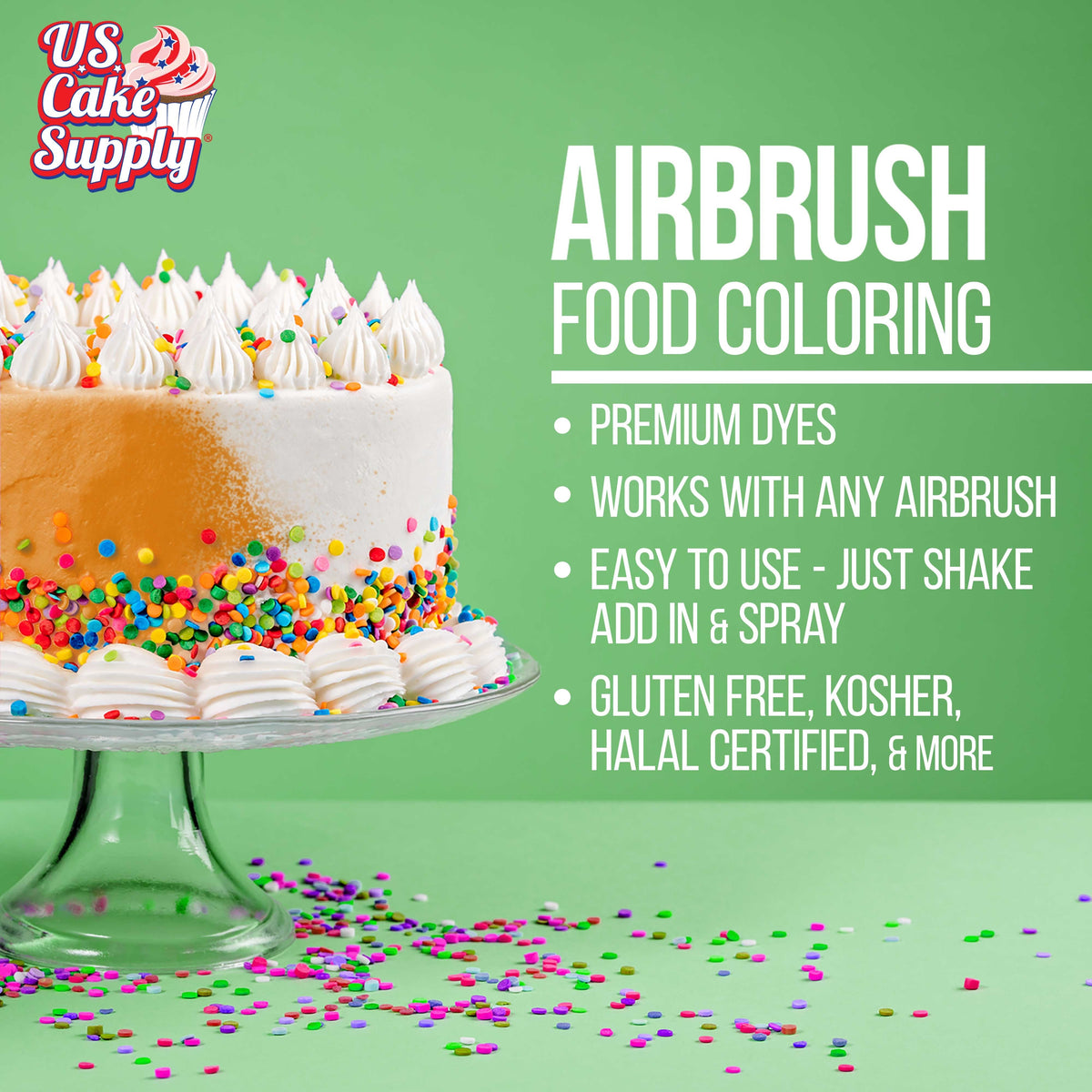 2-Ounce 12-Color Airbrush Cake Color Kit with USA Color Mixing Wheel
