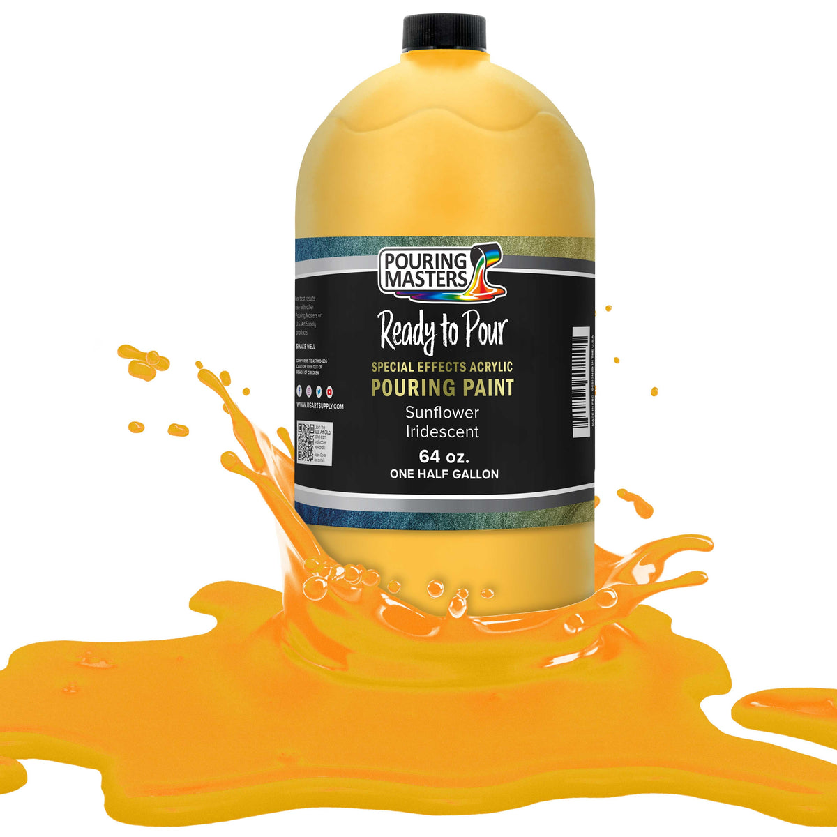 Pouring Masters Sunflower Iridescent Special Effects Acrylic Pouring Paint - Premium 64-Ounce Pre-Mixed Fluid Acrylic Paint - Fluid Art Supplies for Canvas, Wood, Paper, Tile & Rocks