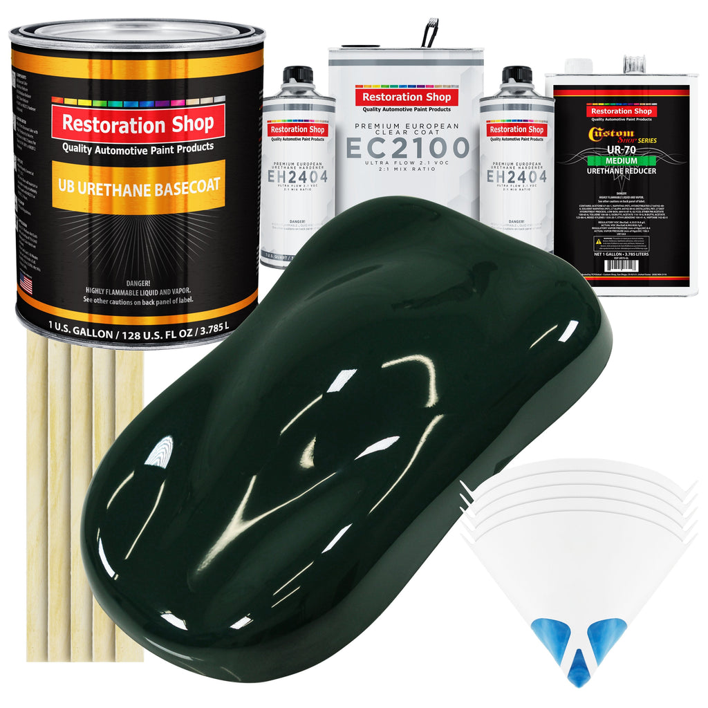 British Racing Green Urethane Basecoat with European Clearcoat Auto Paint - Complete Gallon Paint Color Kit - Automotive Refinish Coating